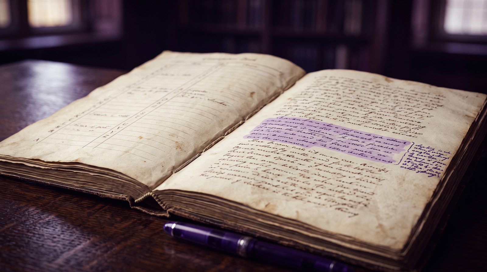 An open commonplace book with a hand-ruled index on the left page